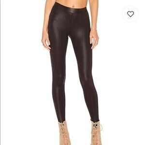 David Lerner Croc Barlow Black Leather Leggings Medium